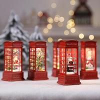 Christmas Vintage Night Lights Snowman Santa Light Up Glitter Phone Booth Ornament Christmas Gifts