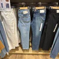 Yungu Uniqlo2023 Spring New Washed Cotton Jeans Ladies Stretch Slim Straight Pants Casual Pants 454358