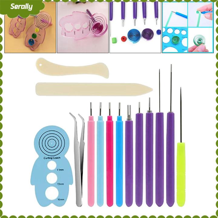 14 Pieces Paper Quilling Tools Slotted Kit, Sizes Rolling Curling Quilling Needle Pen for Art Craft DIY Paper