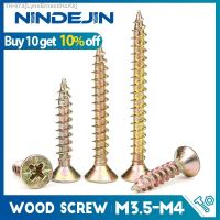 ✴卐 Cross Flat Head Wood Screws M3.5 M4 M5 Construction Screws Yellow Zinc Plated Self Tapping Wood Screws For Cabinet Fiberboard