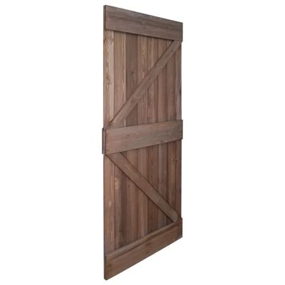 VidaXL ไม้ประตูบานเลื่อนฮาร์ดแวร์ชุดภายในแขวนประตูเดียวตู้เสื้อผ้าประตูยุ้งข้าวสีน้ำตาลเข้มไม้สน100x210cm