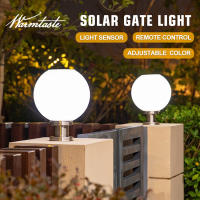 【Buy 4 Get Free Gift】Warmtaste 3colour LED Solar Round light Stainless Steel  Outdoor Waterproof Column Head Lamp Remote control Solar Bulb Post Pillar Lighting for Garden Yard Light