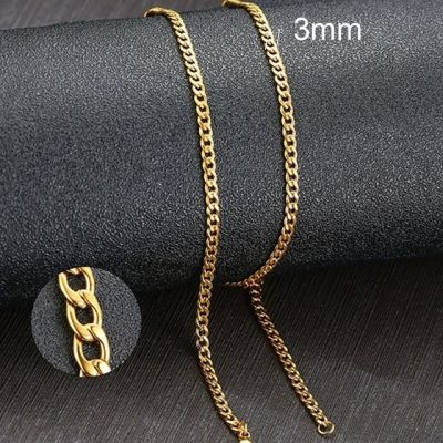 JDY6H Men Cuban Link Chain Necklace Stainless Steel Black Gold Color Male Choker colar Jewelry Gifts for Him