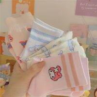 Print Stockings Kuromi Cinnamoroll Womens Ankle Crew Socks Chracters Kawaii