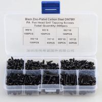 Black Pan Head Tapping Screws Set M3*6/8/10/12/16/18/20 Carbon Steel Laptop Computer Screw Phillips Screw Kit 500 Pcs/set Nails Screws  Fasteners