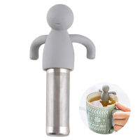 น่ารัก Little Man ชากรองใบกรองซิลิโคนที่ใส่สมุนไพรสำหรับแช่น้ำ Diffuser