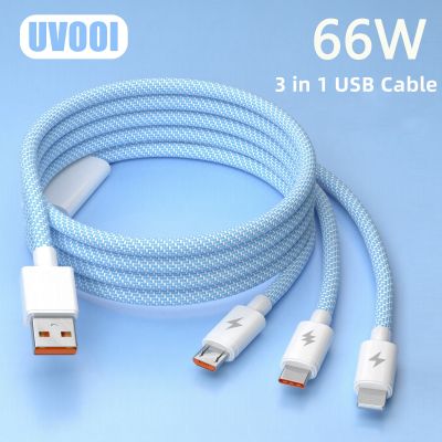 6A 66W 3 in 1 Super Charging Cable USB Micro Type-C For OPPO Xiaomi Huawei Fast Charger Cable Data Cable For iPhone 14 13Pro Max