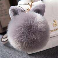 Fancy&amp;Fantasy Fur Pom Pom Key Chain Fluffy Bunny Keychain Chaveiro Faux Rabbit Hair Bulb Bag Car Ornament Fur Ball Key Ring Key Chains