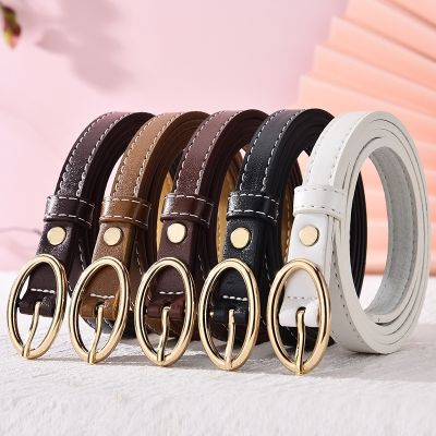 Ladies Round Buckle Belt Thin Pin Student Dress Jeans