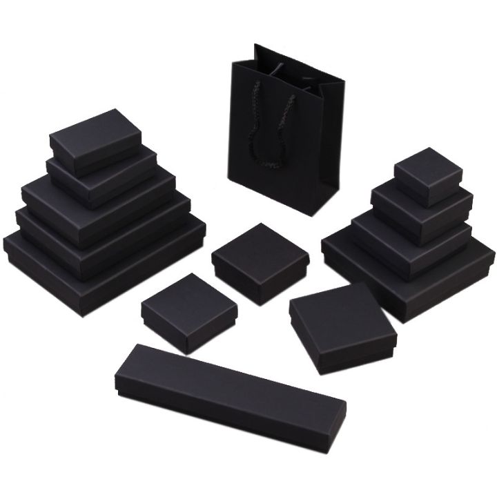 black-leather-carton-jewelry-ring-necklace-pendant-set-trinket-packing
