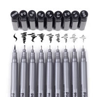 9 Black 0.05-0.08mm Micron Fountain Pens Waterproof Hand-Painted Design Sketch Needlework Needle Pen Thin Line Pen Supplies