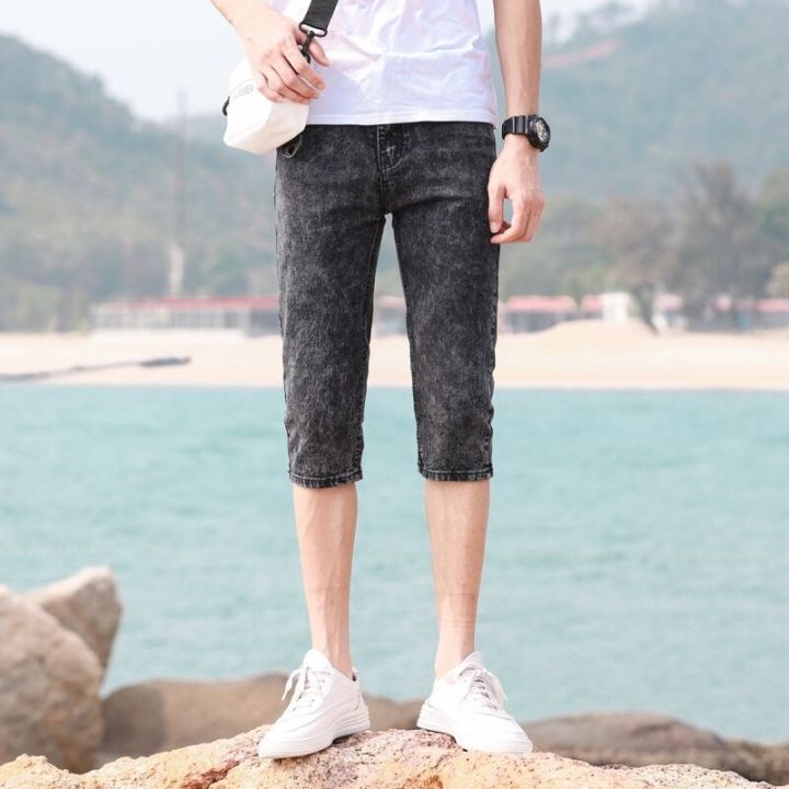 กางเกงยีนขาสั้น-ขาห้าส่วน-ผ้ายืด-ทรงสลิมฟิต-ลายธงชาติเกาหลี-แฟชั่นฤดูร้อน-สําหรับผู้ชาย-7