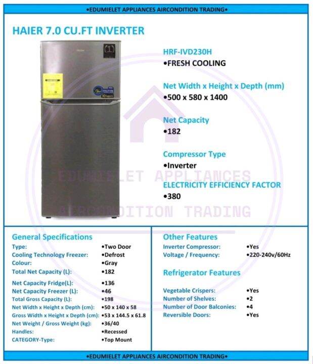 refrigerator specifications and price