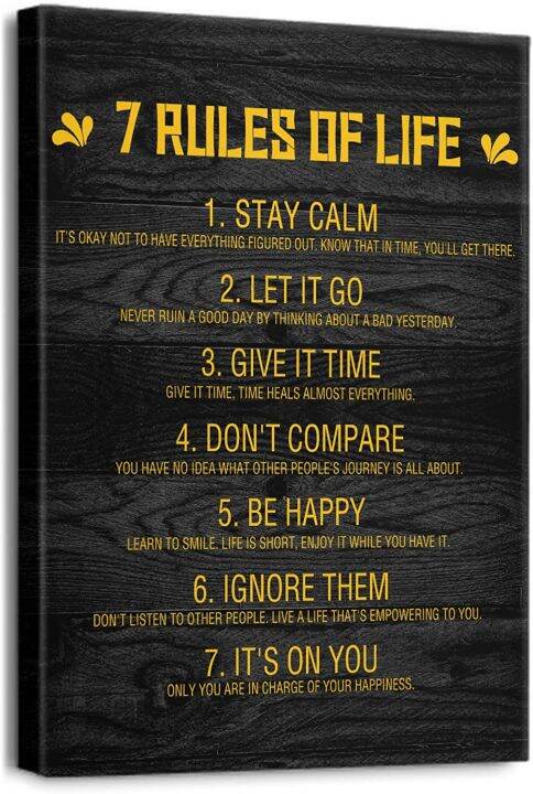 Inspirational Quotes Wall Art for Office Rules of Life Motivational ...