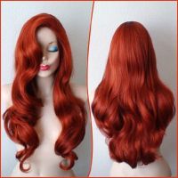 Peluca De Cosplay De Conejo Sintético Ondulado Largo Rojo De ฮาโลวีน,Copre Con Flequillo De Intercambio Grande, Drag Queen,Pelo De Sirena,Partyhig Sin Púas