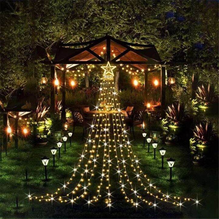 Solar Led Waterfall Lights New Year Tree Light Outdoor Remote Control