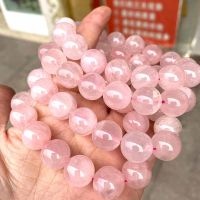 Natural Stone Pink Rose Powder Crystal Quartz Natural Stone Stretch Bracelet Elastic Cord Pulseras Jewelry Beads Women Gift