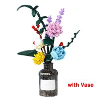 Aromatherapy Immortal Flower Bouquet Blossoms Succulent Plant Potted Plants With Vase Building Blocks Bricks DIY Toys For Girls