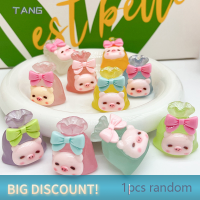 ?【Lowest price】TANG การตกแต่งการ์ตูนเคสโทรศัพท์มือถือแบบทำมืออุปกรณ์เครื่องประดับกระเป๋าพรเรซินขนาดเล็กเรืองแสงจี้กลิ้งทรงกลมรูปหมู