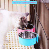 HOME PET B48 ชามติดกรง ชามอาหารแมว ชามอาหารสุนัข (แยกชามสแตนเลสได้) ?? มี2ขนาด M และ L