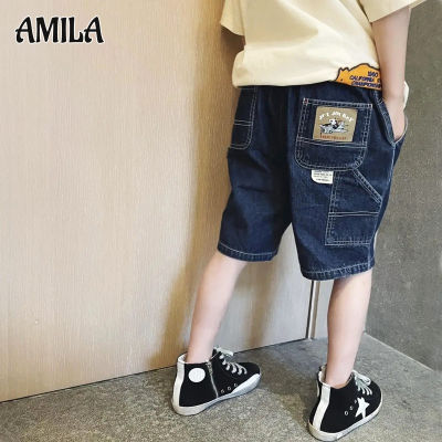 AMILA Boys ชุดเด็กบาง,Celana Pendek Denim ฤดูร้อนกางเกงห้าจุดผ้านิ่มสำหรับเด็กขนาดกลางและใหญ่