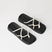 RỐI SANDALS Waa.- Màu Kem - Dép Dây Da Thật
