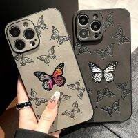 เคสโทรศัพท์ลายผีเสื้อหรูหราสำหรับ iPhone 14 13 12 11 Pro Max 7 8 Plus X Xs XR Max ฝาเคสกันชนเลเซอร์