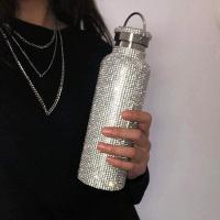 New 2022 350Ml/500Ml/750Ml Diamond Thermos Bottle Insulated Rhinestone Vacuum Cup Stainless Steel Flask Bottle Drinking Kettle