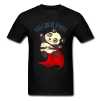 การพิมพ์ที่ยอดเยี่ยม PANDA TShirt Mens TShirt you can be a HERO Cartoon Printed T shirt 100 cotton Comics Tees