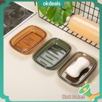 OKDEALS ระบายน้ำด้วยตัวเอง จานสบู่ สัตว์เลี้ยงสำหรับสัตว์เลี้ยง เก็บสบู่ให้แห้ง ที่วางสบู่ ที่มีคุณภาพสูง ง่ายต่อการทำความสะอาด ชั้นวางสบู่ ห้องน้ำในห้องน้ำ