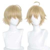 Tohma Cosplay Wig Game Genshin Impact Tohma Light Brown Ponytail Synthetic Fake Hair Halloween Party Role Play Wigs