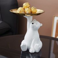 Nordic Cute Bear Tray Creative Home Living Room Fruit Plate Decoration Light Luxury Hallway Key Storage Decoration Figurine