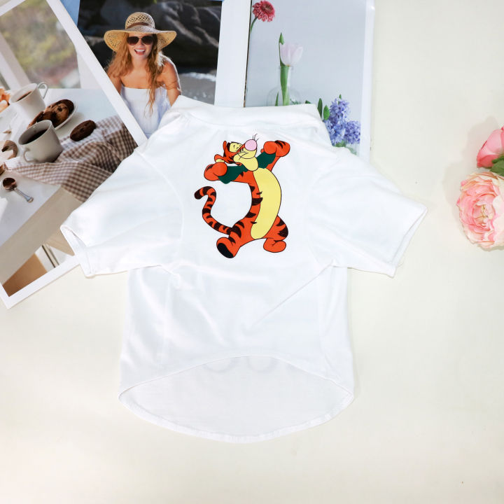 dy-รักสัตว์เลี้ยงเสื้อผ้าน่ารักการ์ตูน-tigger-แบบเสื้อนุ่มระบายอากาศผ้าฝ้ายเสื้อสวมหัวสำหรับสุนัขแมวชิสุ