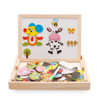 100+Pcs Wooden Multifunction Children Animal Puzzle Writing Magnetic Drawing Board Blackboard Learning Education Toys For Kids