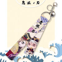 Anime Collection Demon Slayer Tsuyuri Kanao Rengoku Kyoujurou Lanyard Hanging Key Chain Holder Keychain with Bell