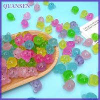 QUANSEN 5pcs Miniature Luminous Resin หัวหมีน่ารักการ์ตูนหมีเครื่องประดับตกแต่ง