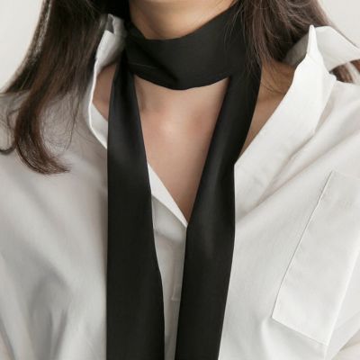 【CC】๑❆  Narrow Scarf 190x5cm Color Silk Rubber Tie Headbands Choker Streamer