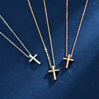 New 925 Sterling Silver Cross Necklace Shiny Cross Pendant Choker Fashion Gifts Womens Fine Jewelry Free Shipping