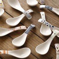 Ceramic Soup Spoon Small Combination Porcelain Tableware Underglaze Color CZY-B1034 Serving Utensils