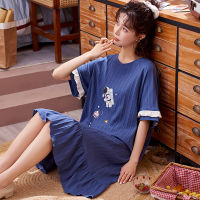 SLPBELY Women Summer Night Dress Nightgown Lovely Cartoon Bear Sweet Doll Collar Sleepwear Cute Homewear Nightskrit Nightwear