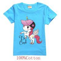 100% Cotton 2020 Summer Tops Unicorn Cartoon Print Kid T-shirt Baby Girl Children Short Sleeve Boys Clothing