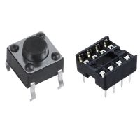 50 Pcs 4-Pin DIP Through Hole Momentary Tactile Push Button Switch with 10 Pcs 8 Pin DIP IC Sockets