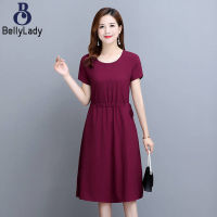 ผู้หญิงฤดูร้อนรอบคอชุดแขนสั้น Pullover Lacing Dress【fast】