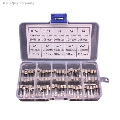 ▣ 72/100pcs Car Fast-blow Glass Fuses Car Glass Tube Fuses 0.2-20A 0.5-30A Assorted Kit for Car Light Inflator vacuum Cleaner