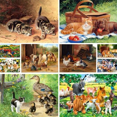 Farm Animals Printed Canvas 11CT Cross Stitch Patterns Embroidery Sewing Handiwork Painting Craft Home Decor For Adults Needle Needlework