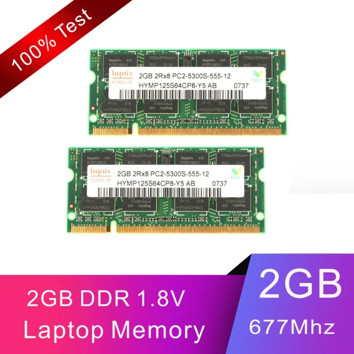 4GB（2x 2GB）Hynix ฮีนิกซ์ 2GB 2Rx8 PC2-5300 DDR2 667Mhz 200Pin Memory ...