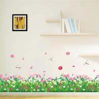 【The-Best】 Sandaras Cosmoses ดอกไม้รั้ว Baseboard Wall Decals ตกแต่งบ้าน Adesivos De Paredes 3D Tatoo Diy ภาพจิตรกรรมฝาผนัง Art 048