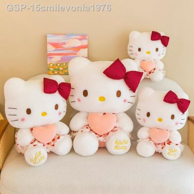 ◄✌15smilevonla1976 Sanrio Kitty Series Boneca De Pelúcia Para Crianças Almofada Macia Traseira Brinquedos Kawaii Presene Aniversário 32ซม. 40 50 60ซม.