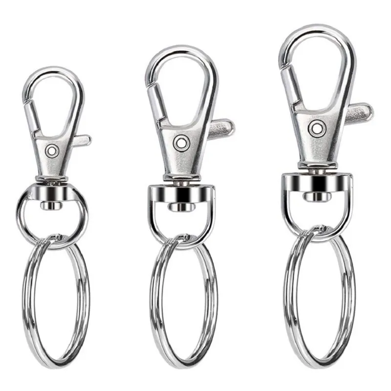 4 Pc Large Silver Spring Clip Metal Snap Hook Key Ring Lobster Clasp  Keychain