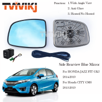 YVIKJ ด้านข้างกระจกมองหลังเลนส์แก้วสีฟ้าสำหรับ Honda JAZZ FIT GK5 2014 2015 2016-2018สำหรับ CITY GM6 2015 2016 2017 2018 2019